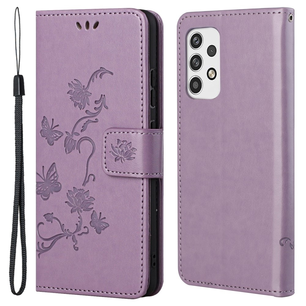 Samsung Galaxy A23 Handyhülle mit Schmetterlingsmuster, Lila