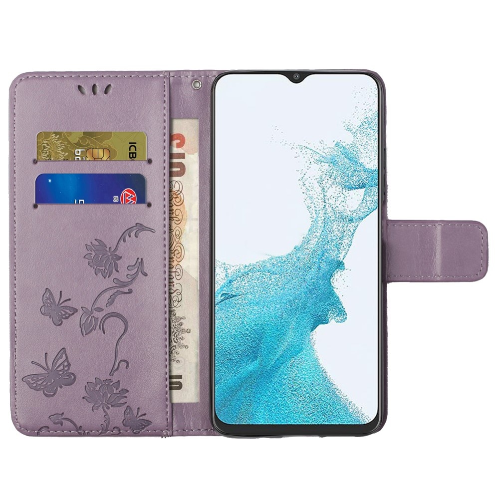 Samsung Galaxy A23 Handyhülle mit Schmetterlingsmuster, Lila