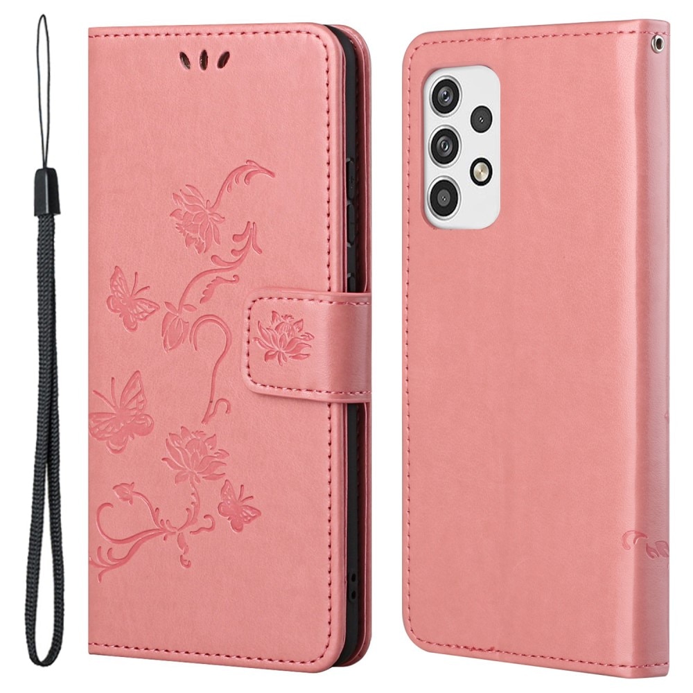 Samsung Galaxy A23 Handyhülle mit Schmetterlingsmuster, rosa