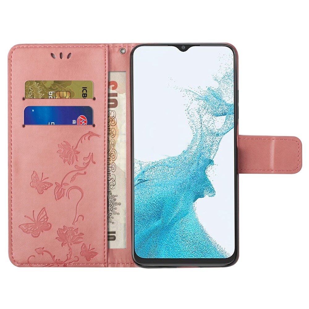 Samsung Galaxy A23 Handyhülle mit Schmetterlingsmuster, rosa