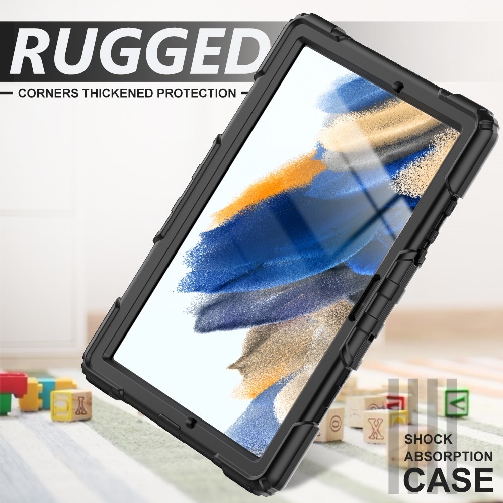 Samsung Galaxy Tab A8 10.5 Stoßfeste Full Protection Hybrid-Hülle mit Schultergurt Schwarz