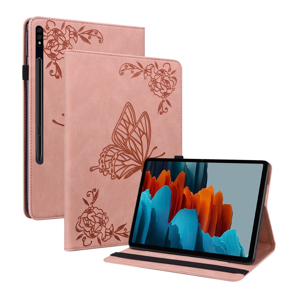 Samsung Galaxy Tab S7 Handytasche Schmetterling rosa