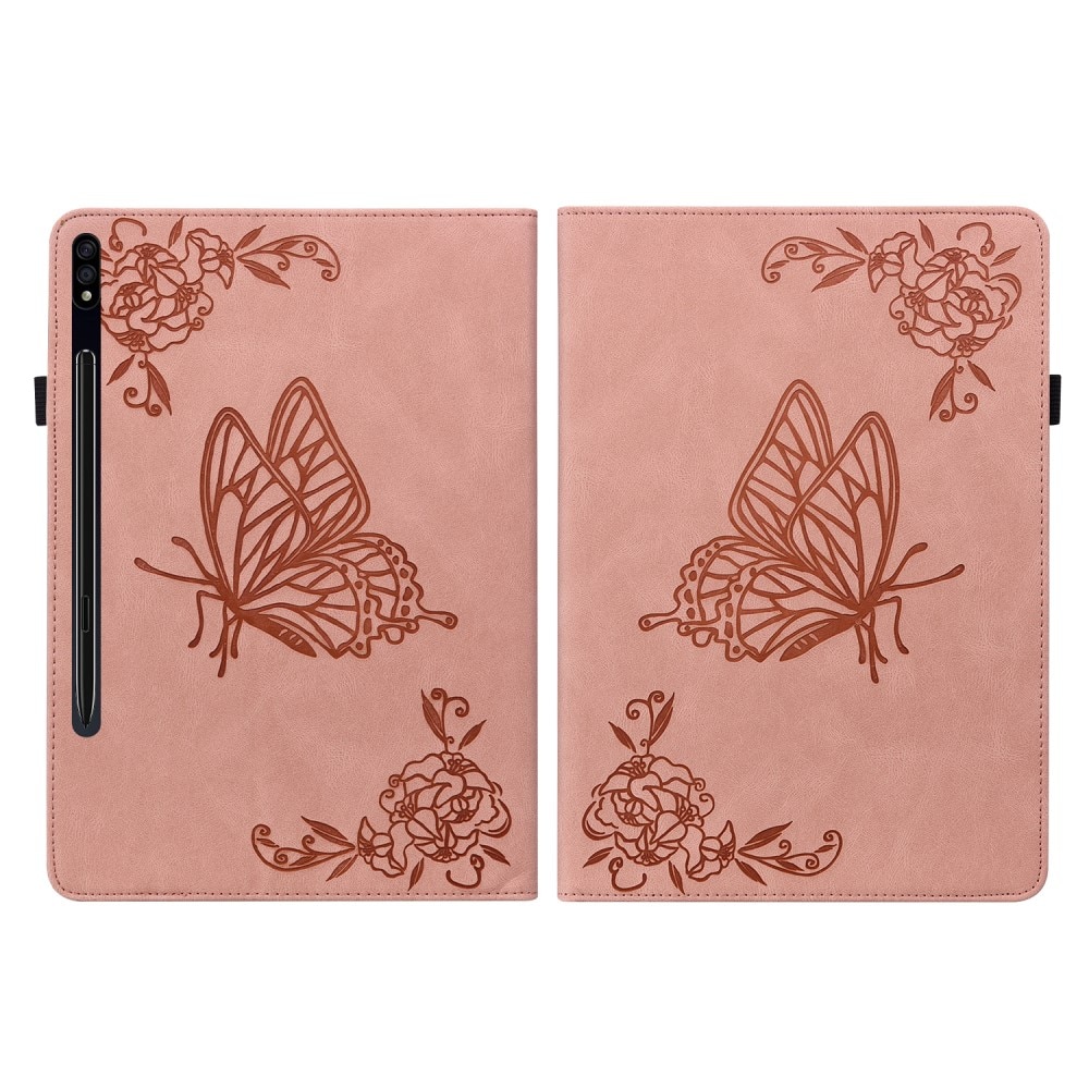 Samsung Galaxy Tab S7 Handytasche Schmetterling rosa