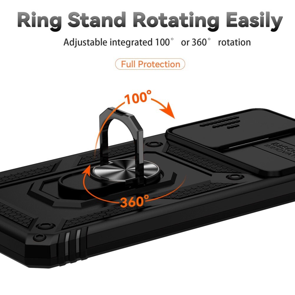 Samsung Galaxy A23 Hybrid-Hülle Ring + Kameraschutz Schwarz