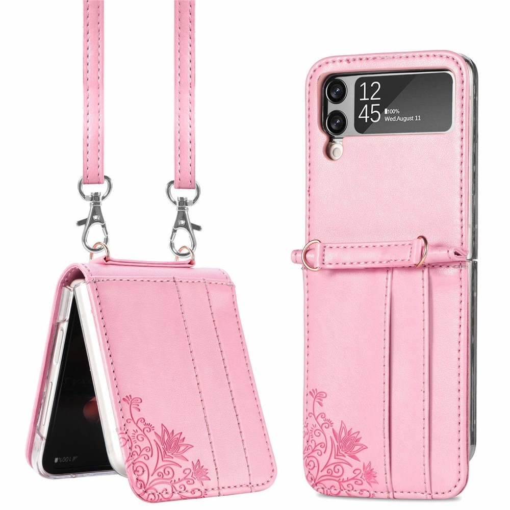 Samsung Galaxy Z Flip 4 Handyhülle mit Schmetterlingsmuster, rosa