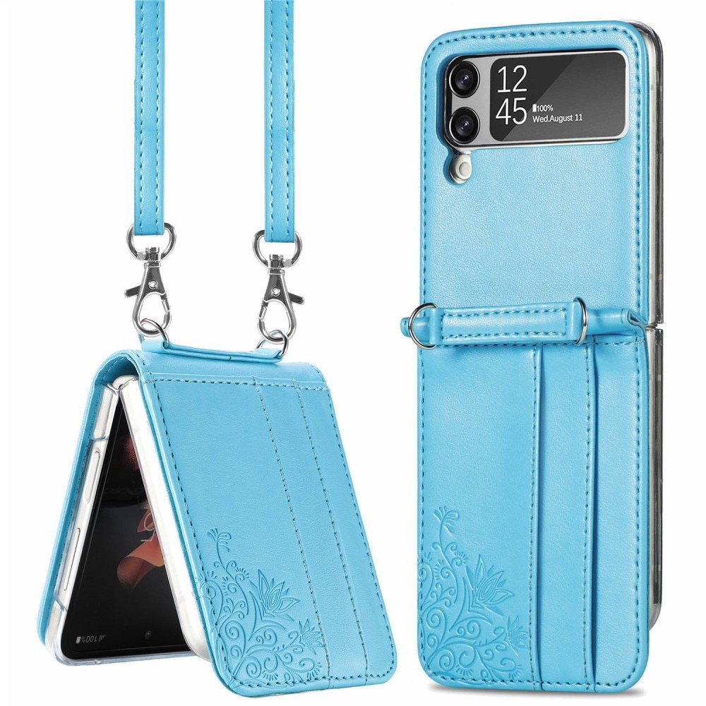 Samsung Galaxy Z Flip 4 Handyhülle mit Schmetterlingsmuster, blau