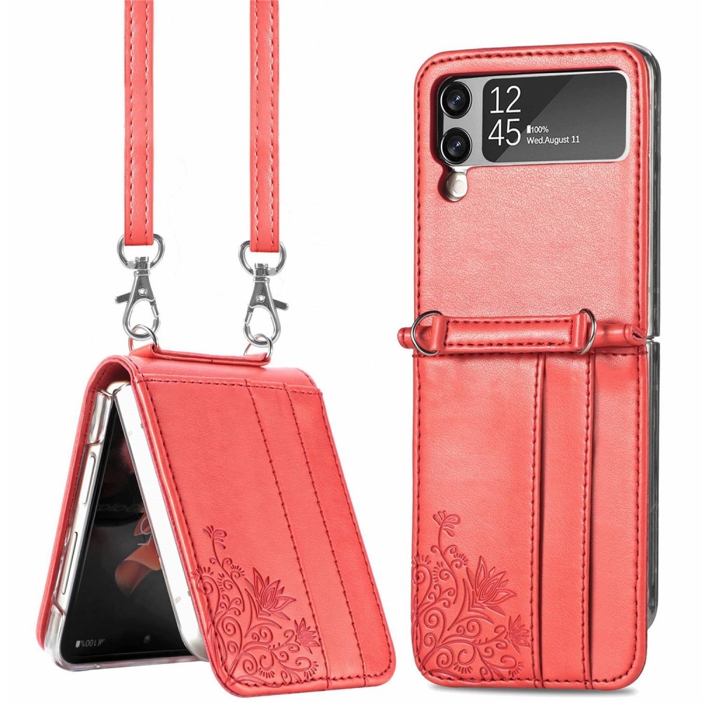 Samsung Galaxy Z Flip 3 Handyhülle mit Schmetterlingsmuster, Rot