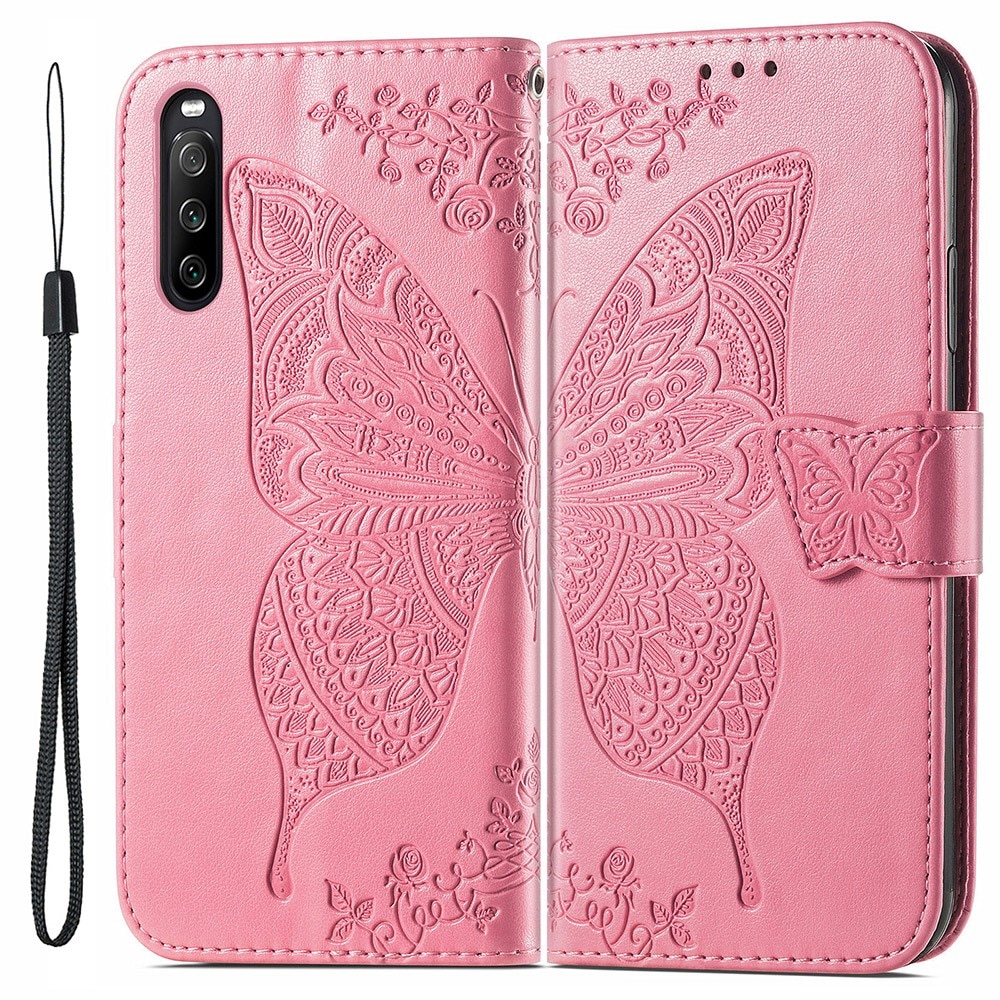 Sony Xperia 10 III Handyhülle mit Schmetterlingsmuster, rosa