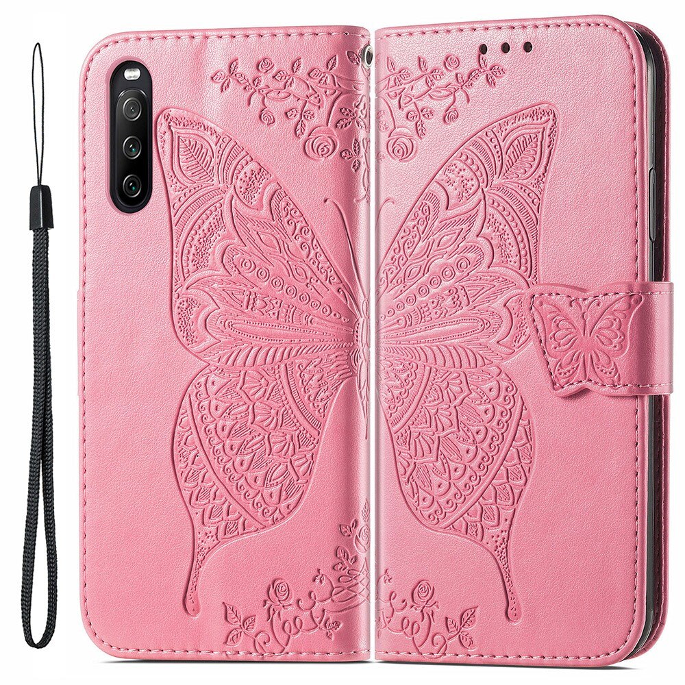 Sony Xperia 10 III Handyhülle mit Schmetterlingsmuster, Rosa