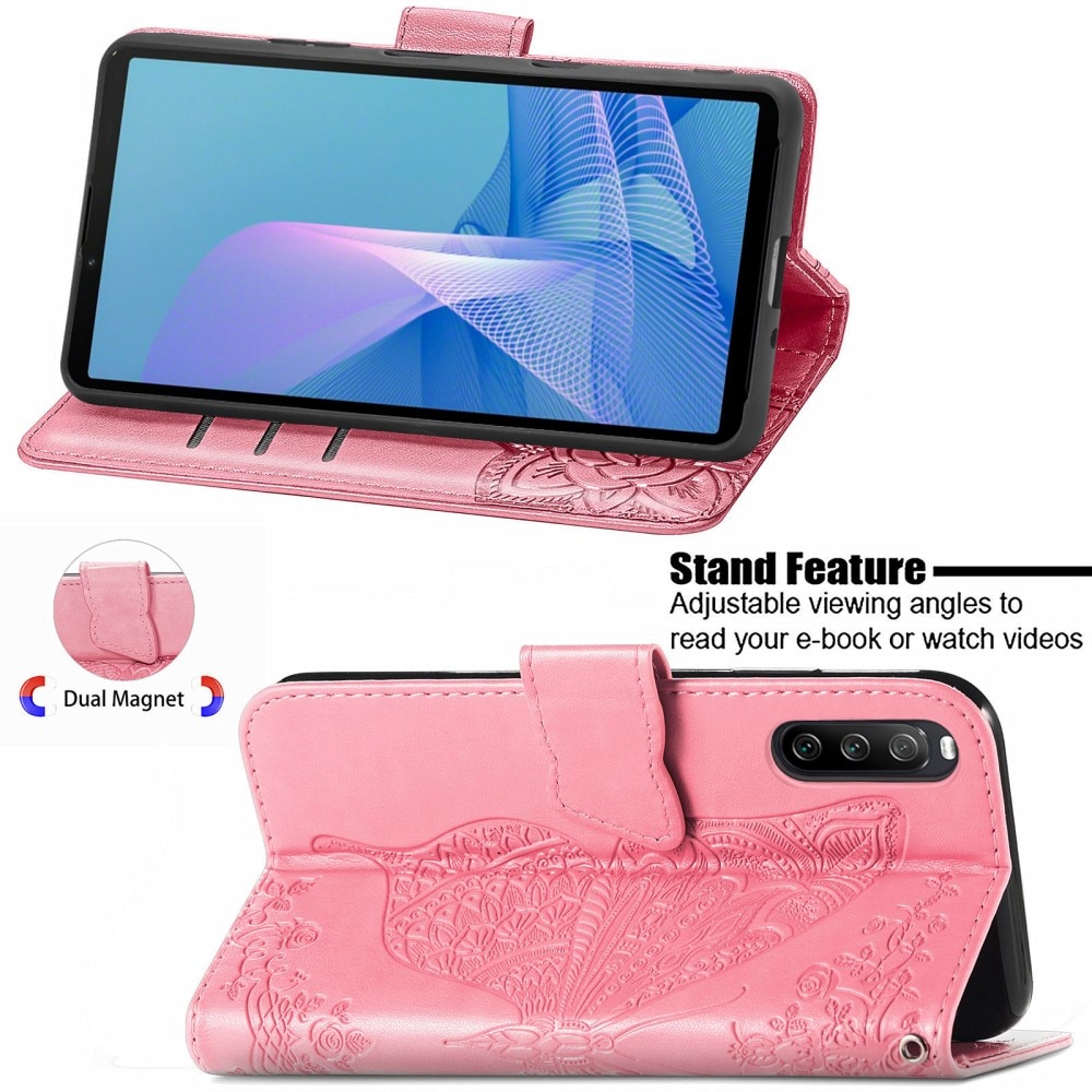 Sony Xperia 10 III Handyhülle mit Schmetterlingsmuster, Rosa