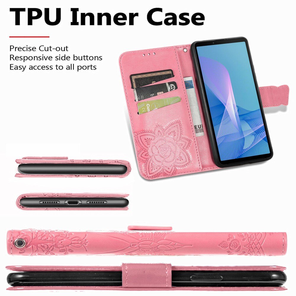 Sony Xperia 10 III Handyhülle mit Schmetterlingsmuster, Rosa