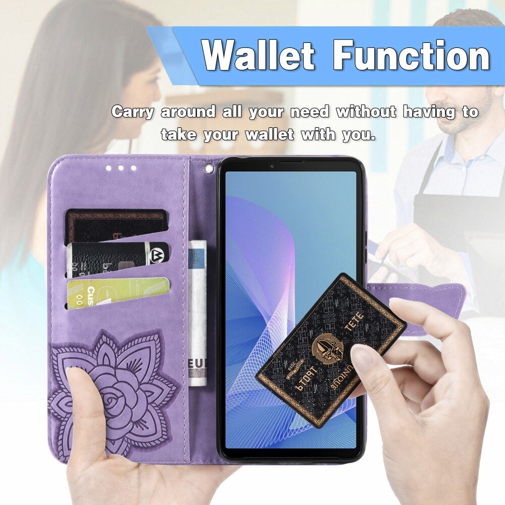 Sony Xperia 10 III Handyhülle mit Schmetterlingsmuster, Lila