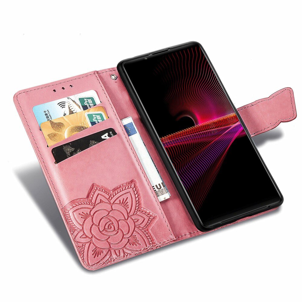 Sony Xperia 1 III Handyhülle mit Schmetterlingsmuster, Rosa