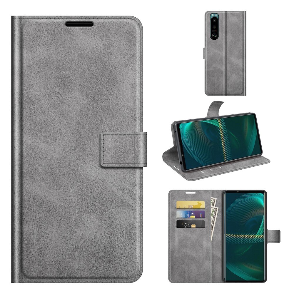 Sony Xperia 5 III Leather Wallet Grau