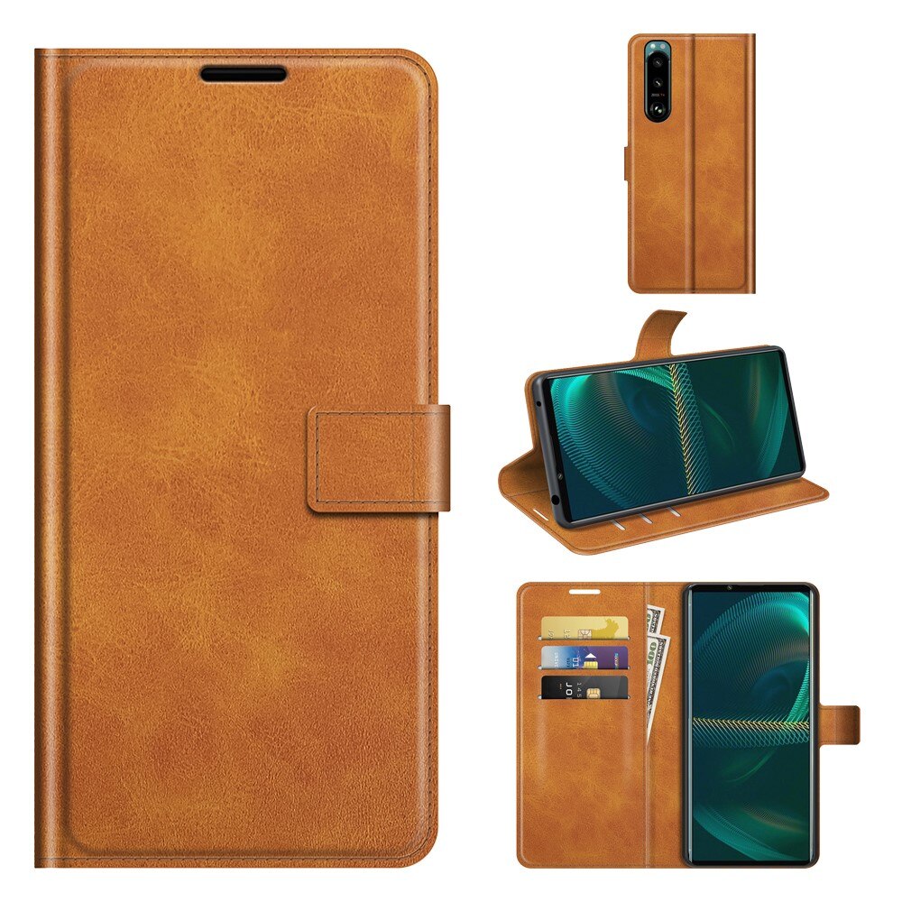 Sony Xperia 5 III Leather Wallet Cognac