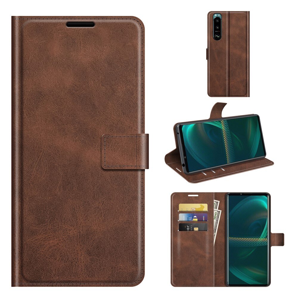 Sony Xperia 5 III Leather Wallet Brown