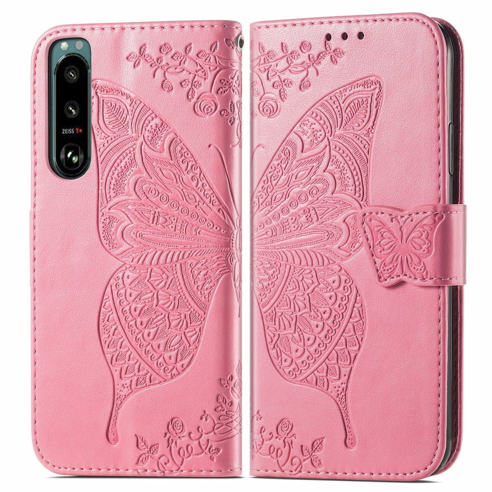 Sony Xperia 5 III Handyhülle mit Schmetterlingsmuster, Rosa