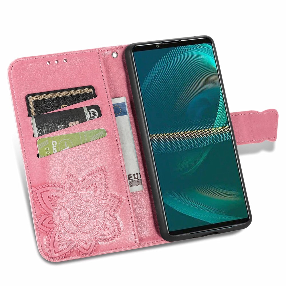 Sony Xperia 5 III Handyhülle mit Schmetterlingsmuster, Rosa
