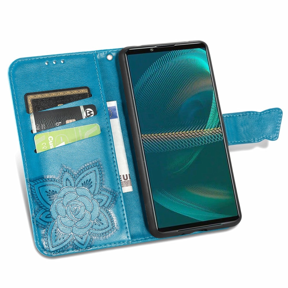Sony Xperia 5 III Handyhülle mit Schmetterlingsmuster, blau