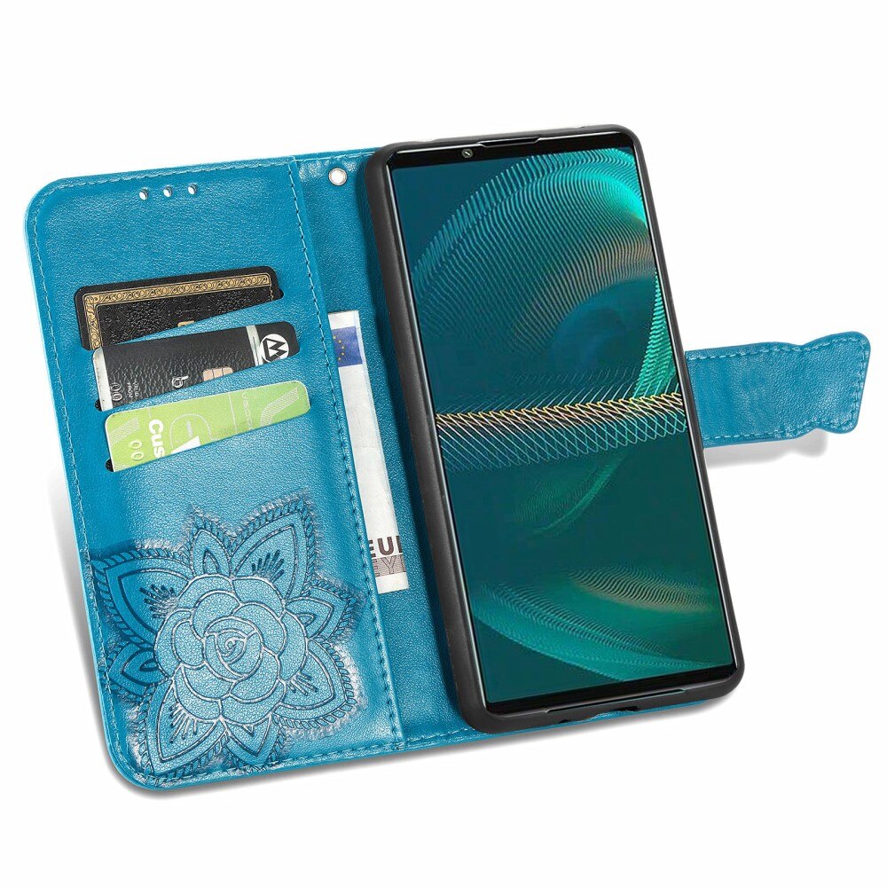Sony Xperia 5 III Handyhülle mit Schmetterlingsmuster, Blau