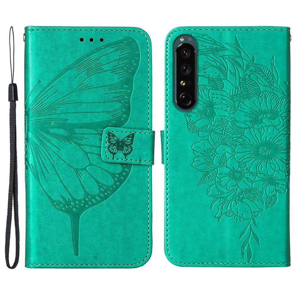 Sony Xperia 1 IV Handyhülle mit Schmetterlingsmuster, grün
