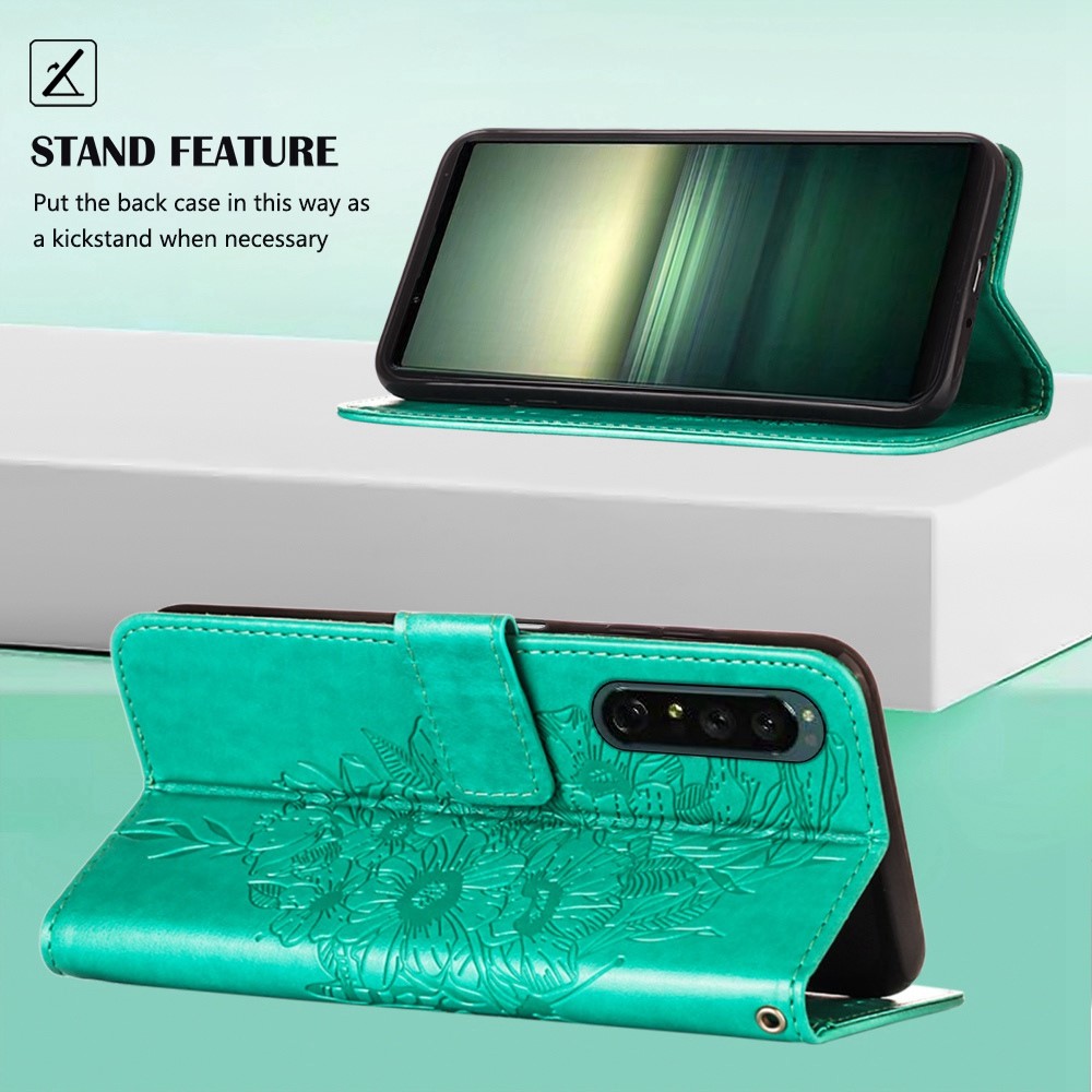 Sony Xperia 1 IV Handyhülle mit Schmetterlingsmuster, Grün