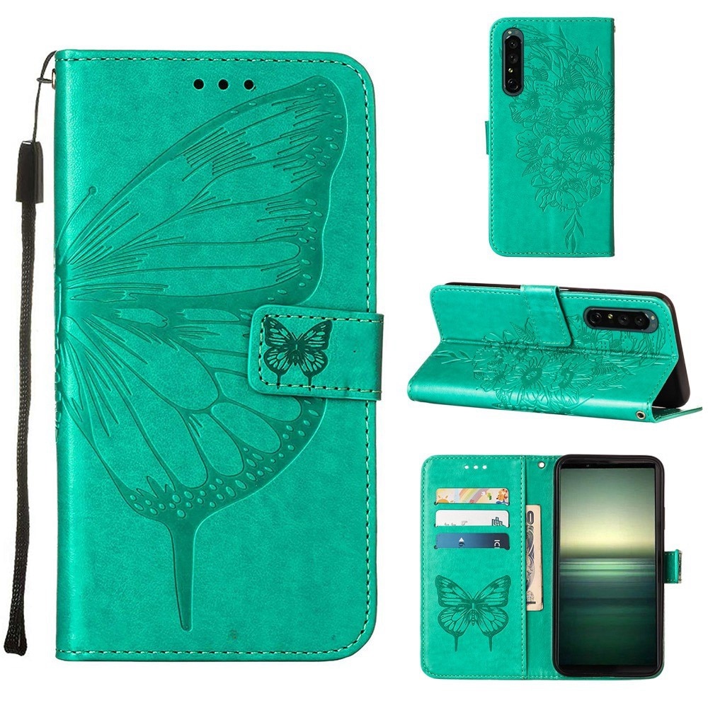 Sony Xperia 1 IV Handyhülle mit Schmetterlingsmuster, grün