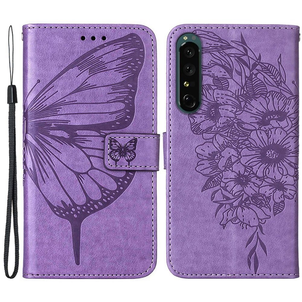 Sony Xperia 1 IV Handyhülle mit Schmetterlingsmuster, Lila