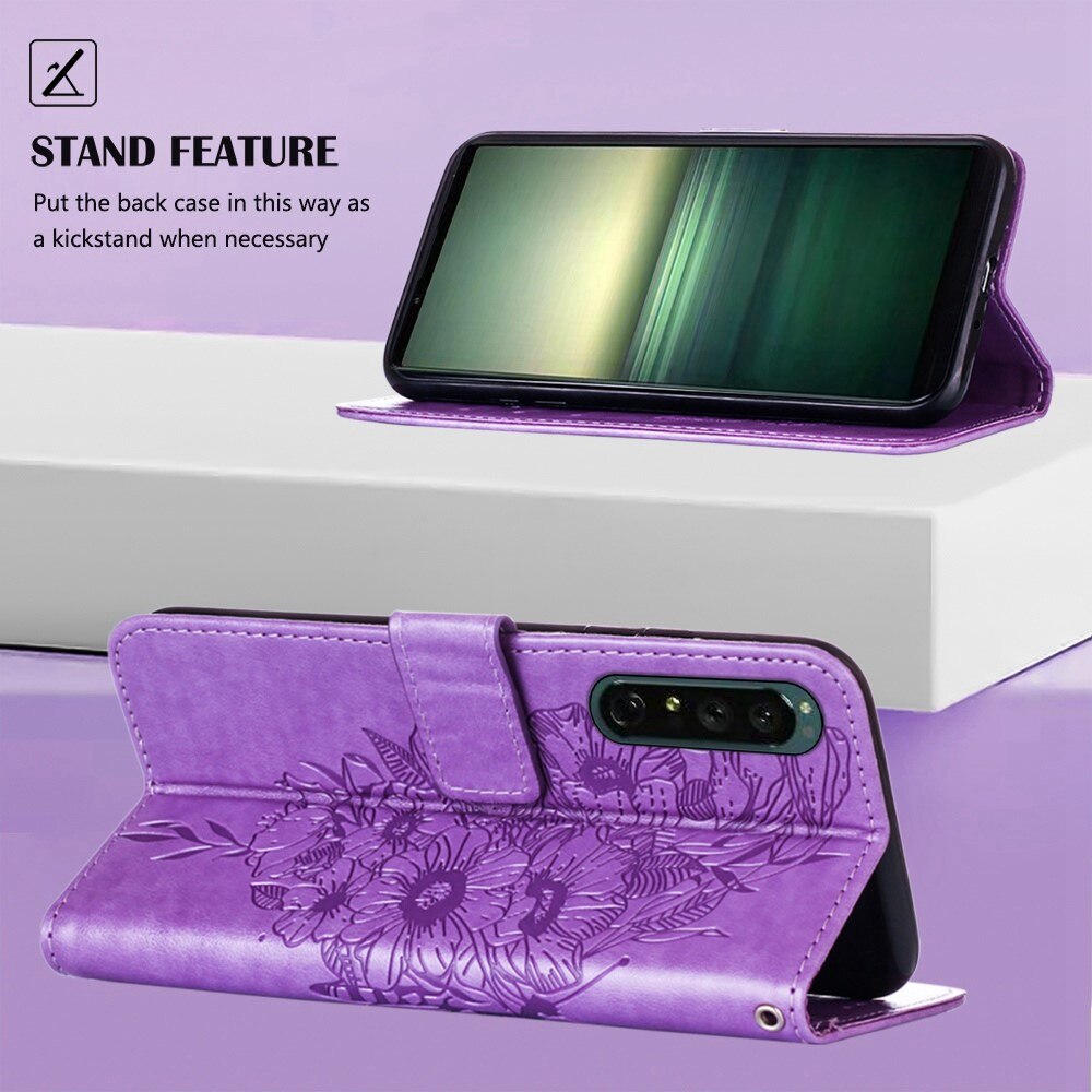 Sony Xperia 1 IV Handyhülle mit Schmetterlingsmuster, Lila