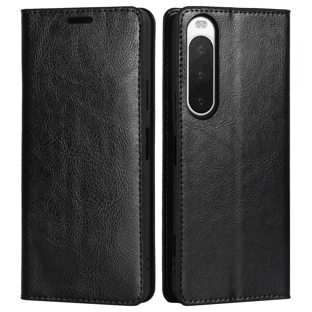 Sony Xperia 10 IV Handytasche aus Echtem Leder schwarz