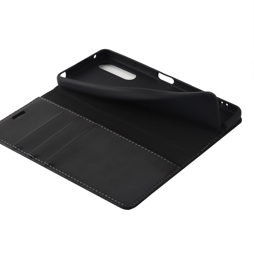 Sony Xperia 10 IV Handytasche aus Echtem Leder schwarz