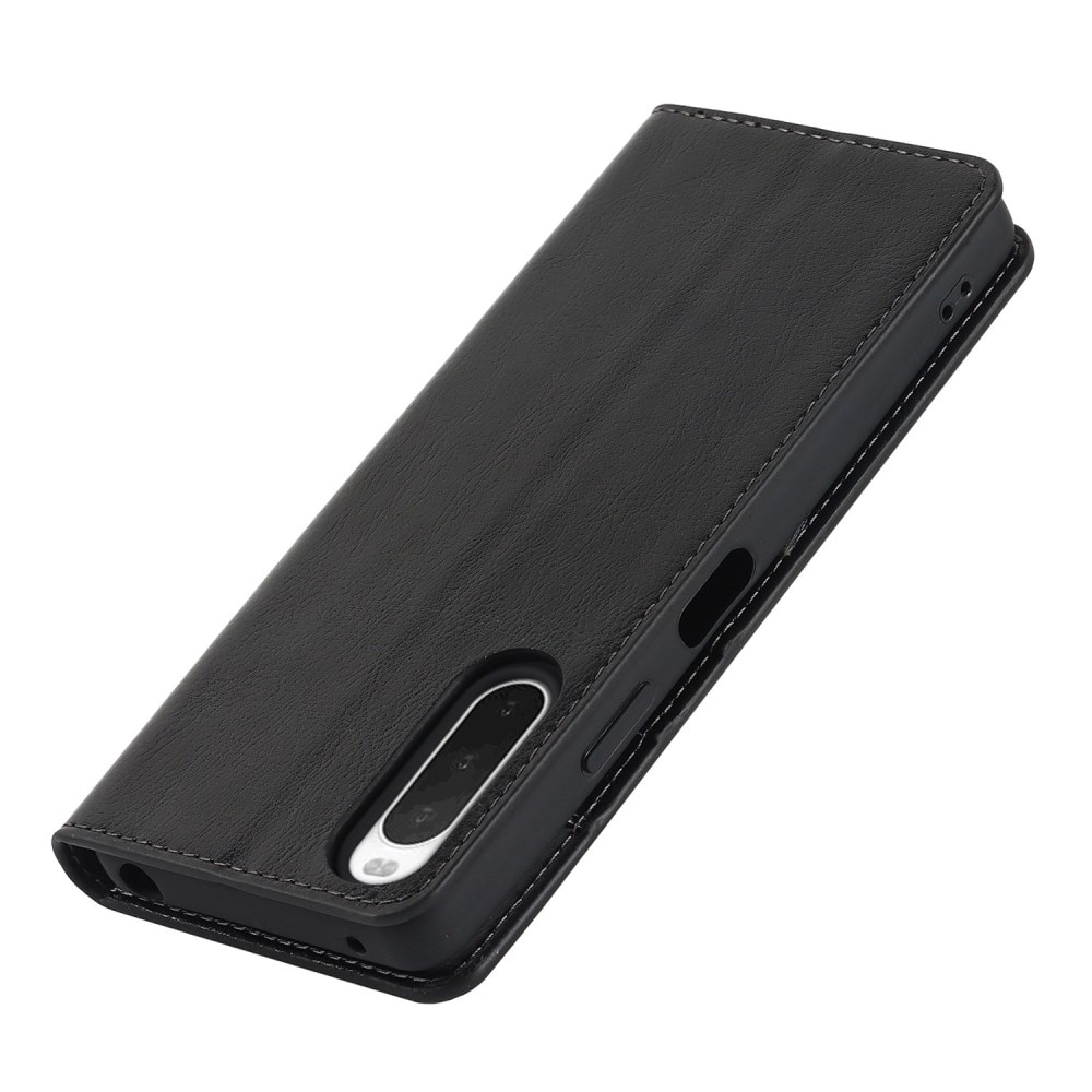 Sony Xperia 10 IV Handytasche aus Echtem Leder schwarz