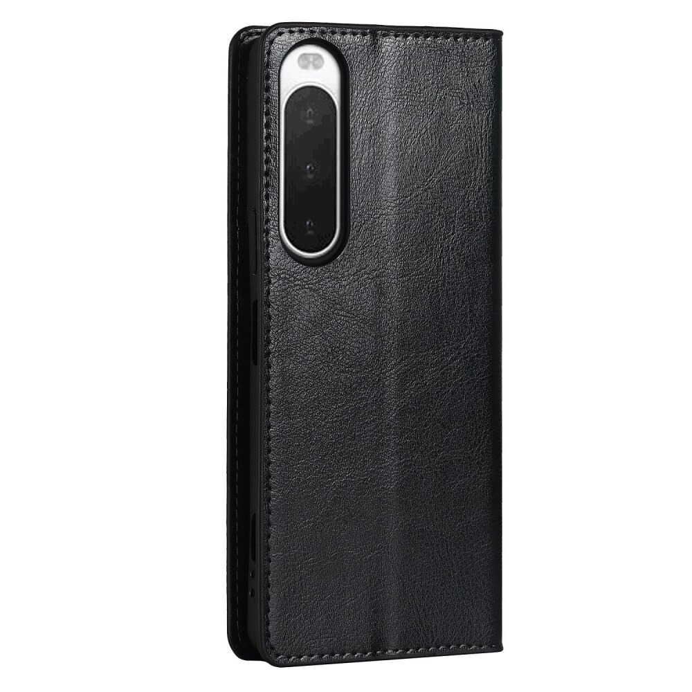 Sony Xperia 10 IV Handytasche aus Echtem Leder schwarz