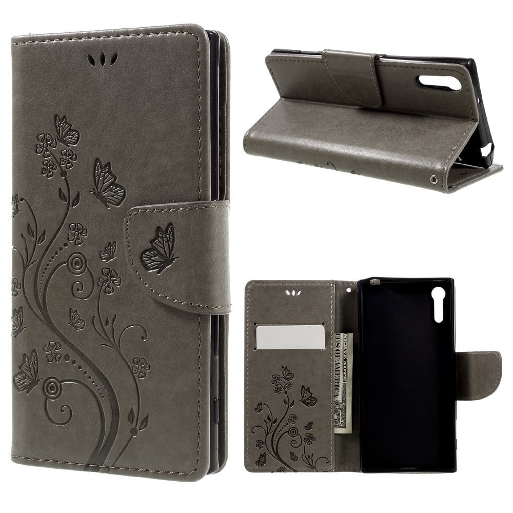 Sony Xperia XZ/XZs Handyhülle mit Schmetterlingsmuster, grau