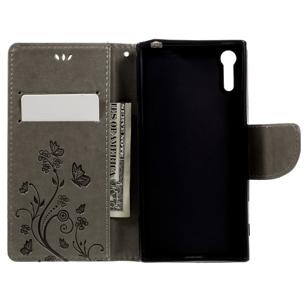Sony Xperia XZ/XZs Handyhülle mit Schmetterlingsmuster, grau