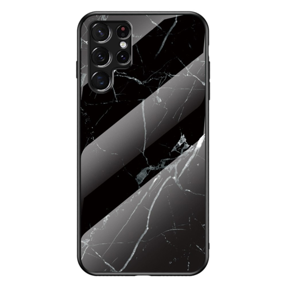 Samsung Galaxy S22 Ultra Hülle aus gehärtetem Glas Black Marble