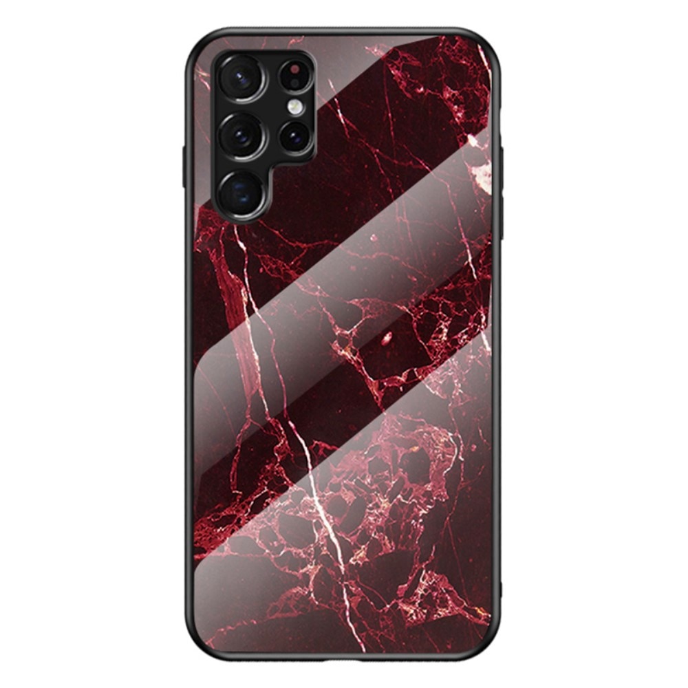 Samsung Galaxy S22 Ultra Hülle aus gehärtetem Glas Red Marble