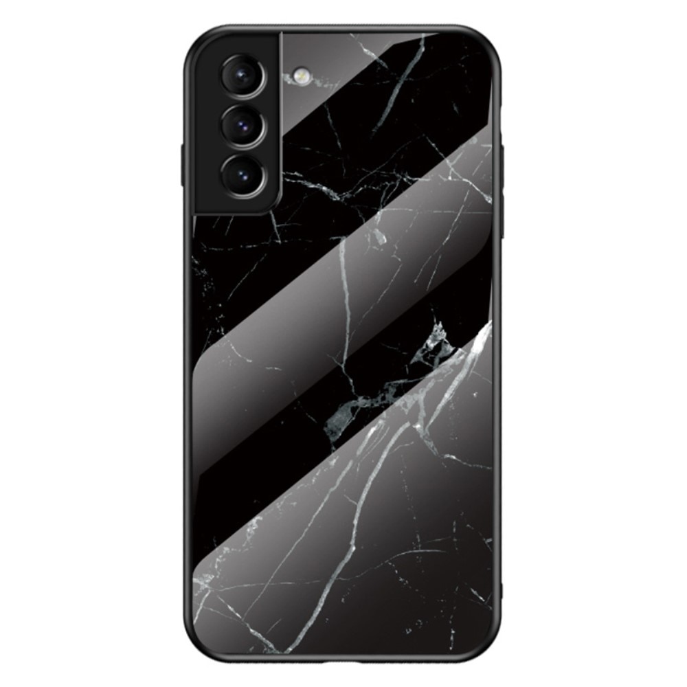 Samsung Galaxy S22 Plus Hülle aus gehärtetem Glas Black Marble