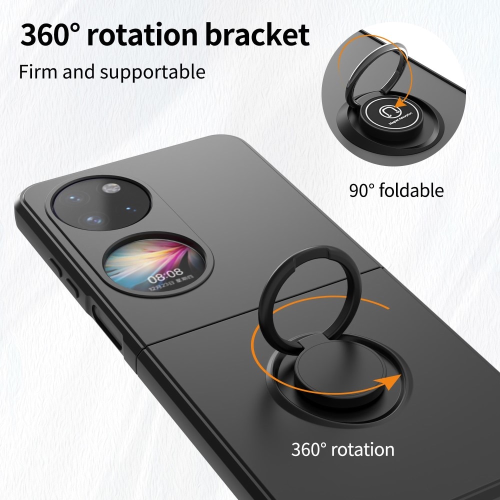 Huawei P50 Pocket TPU-Kickstand-Hülle Finger Ring, schwarz