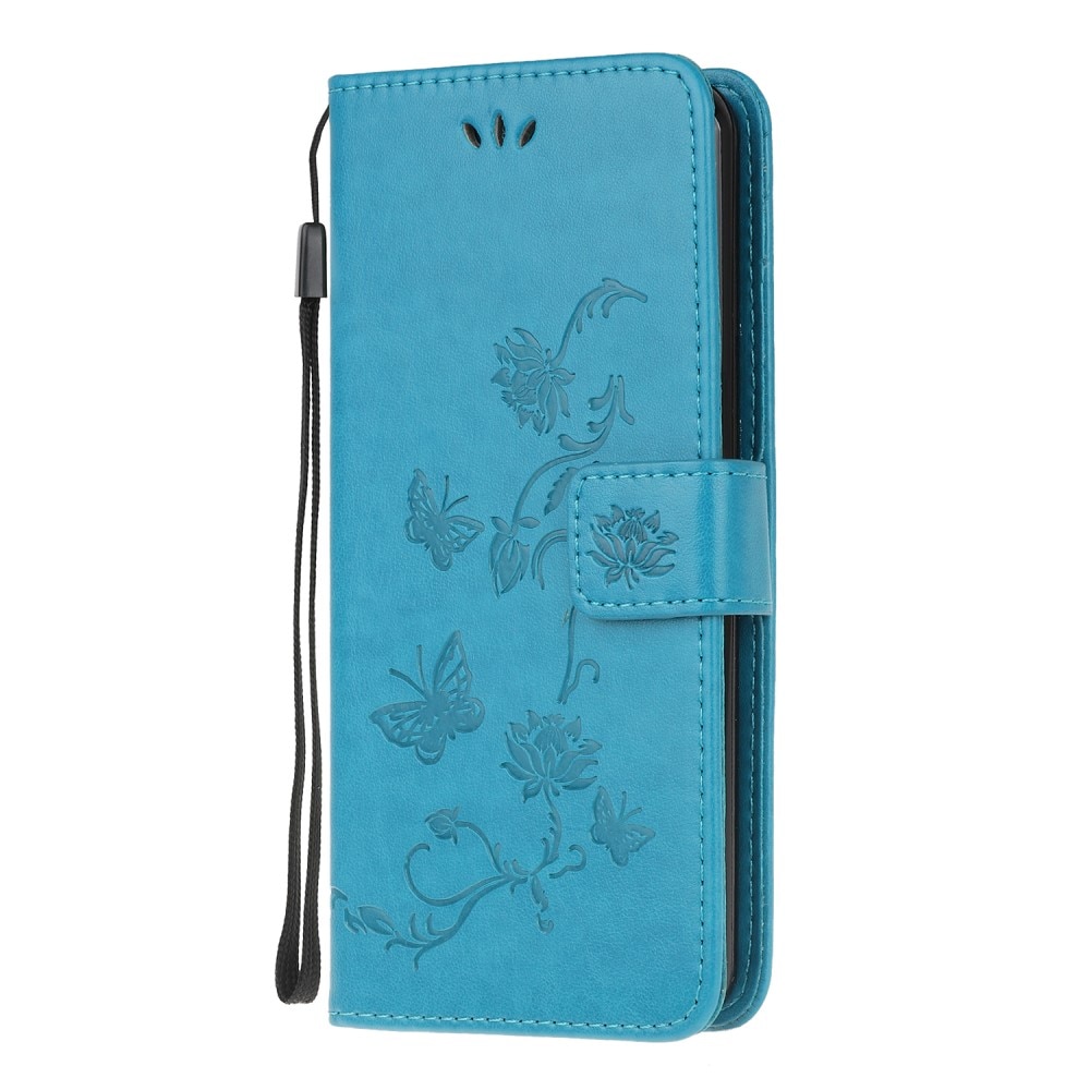 Motorola Moto G100 Handyhülle mit Schmetterlingsmuster, blau