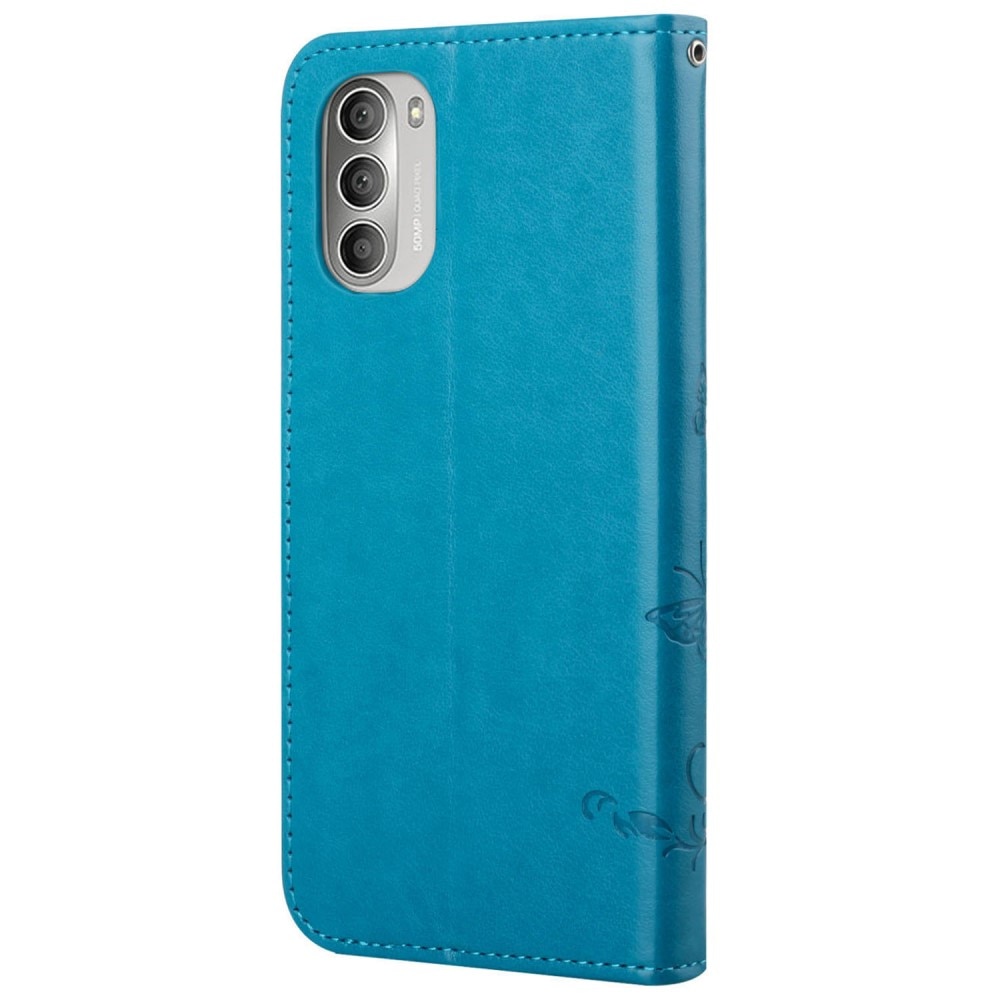 Motorola Moto G51 Handyhülle mit Schmetterlingsmuster, blau
