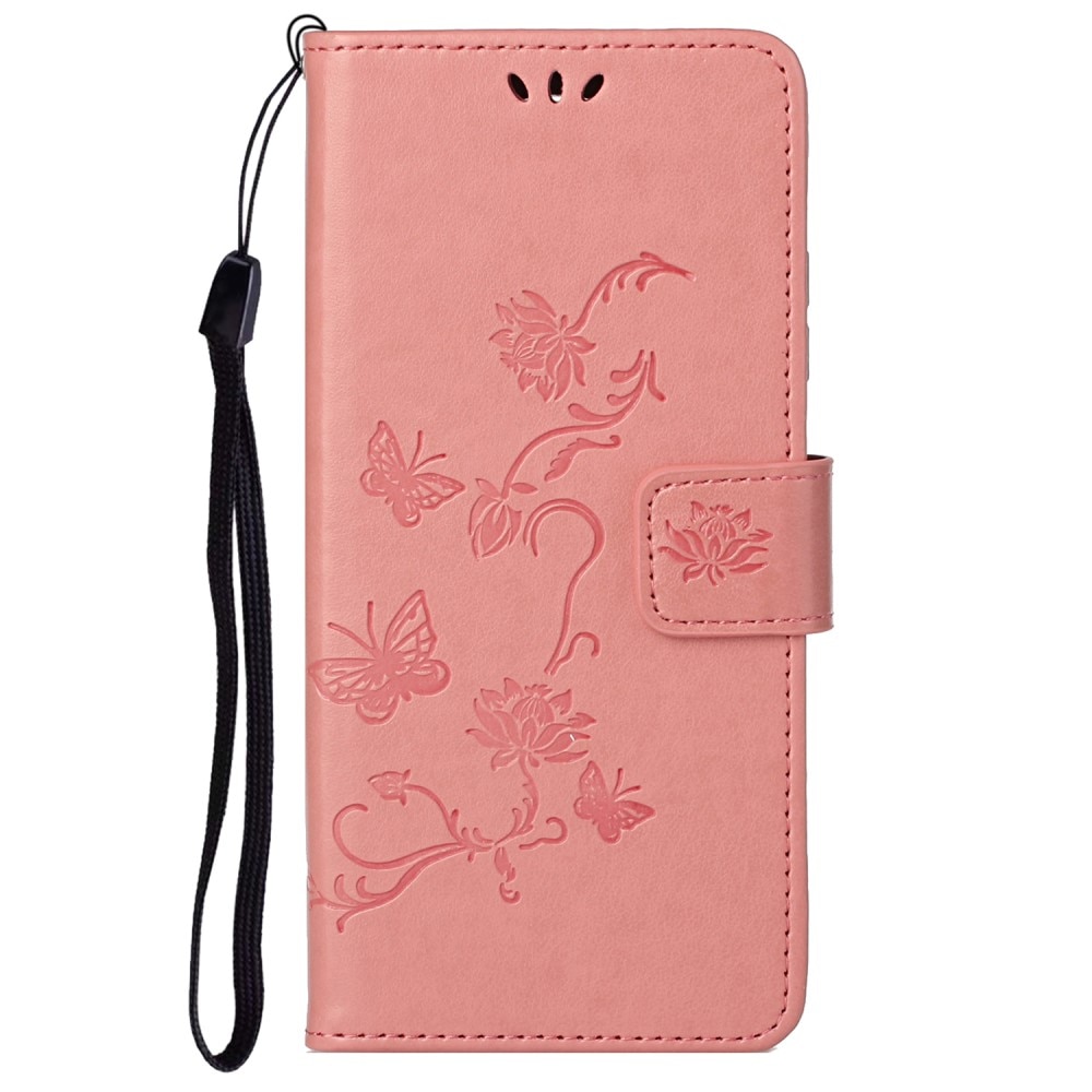 Motorola Moto G51 Handyhülle mit Schmetterlingsmuster, rosa
