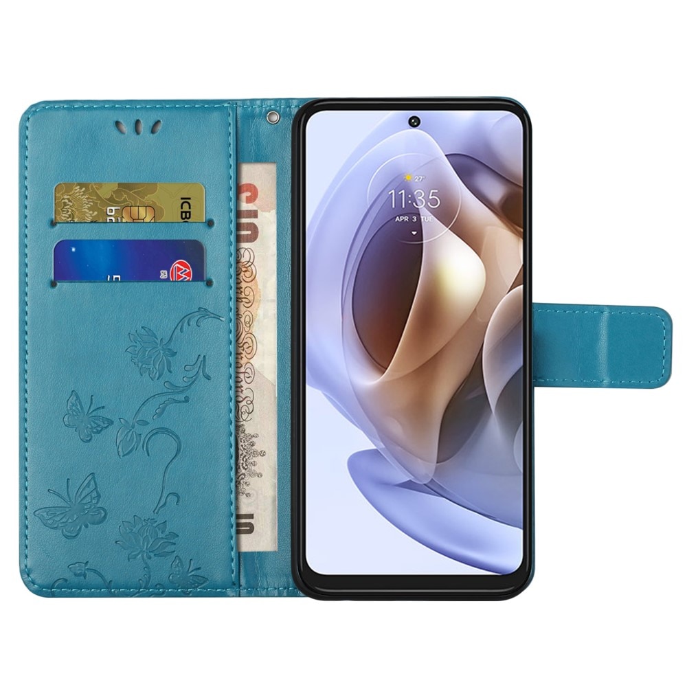 Motorola Moto G31/G41 Handyhülle mit Schmetterlingsmuster, blau
