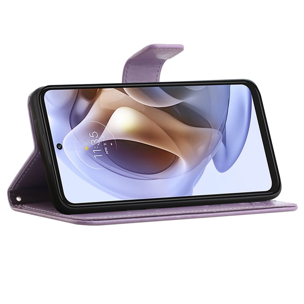 Motorola Moto G31/Moto G41 Handyhülle mit Schmetterlingsmuster, Lila