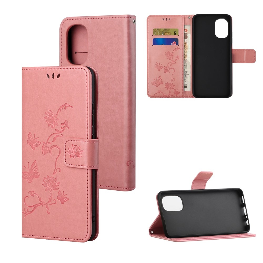 Motorola Moto G31/G41 Handyhülle mit Schmetterlingsmuster, rosa