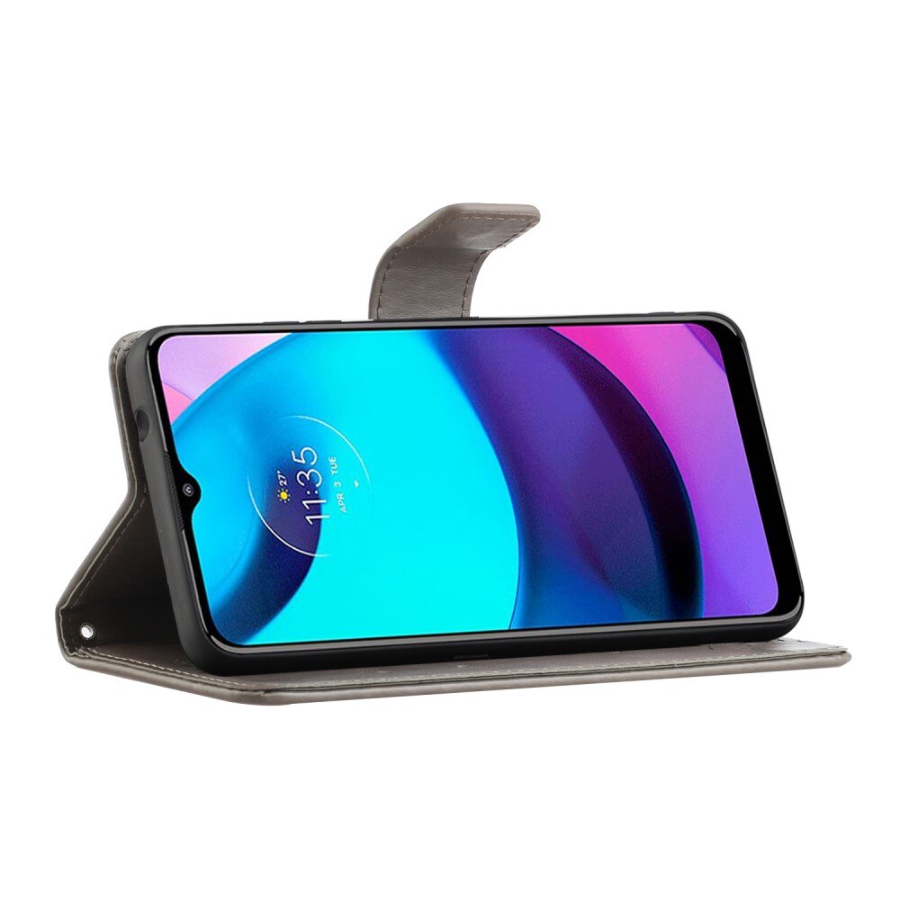 Motorola Moto E20/Moto E40 Handyhülle mit Schmetterlingsmuster, Grau