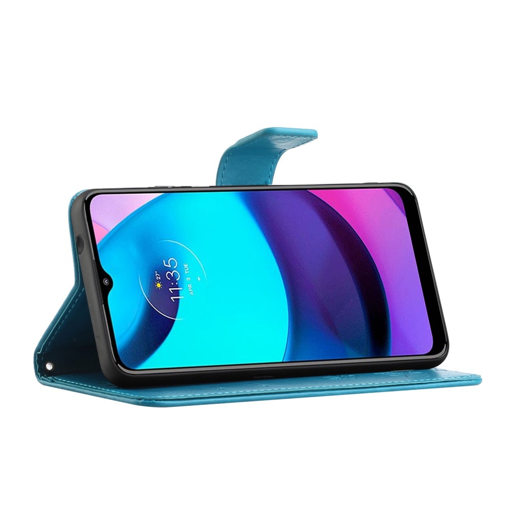 Motorola Moto E20/E30/E40 Handyhülle mit Schmetterlingsmuster, blau