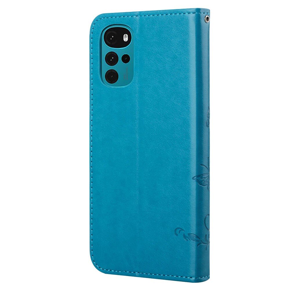Motorola Moto G22 Handyhülle mit Schmetterlingsmuster, Blau