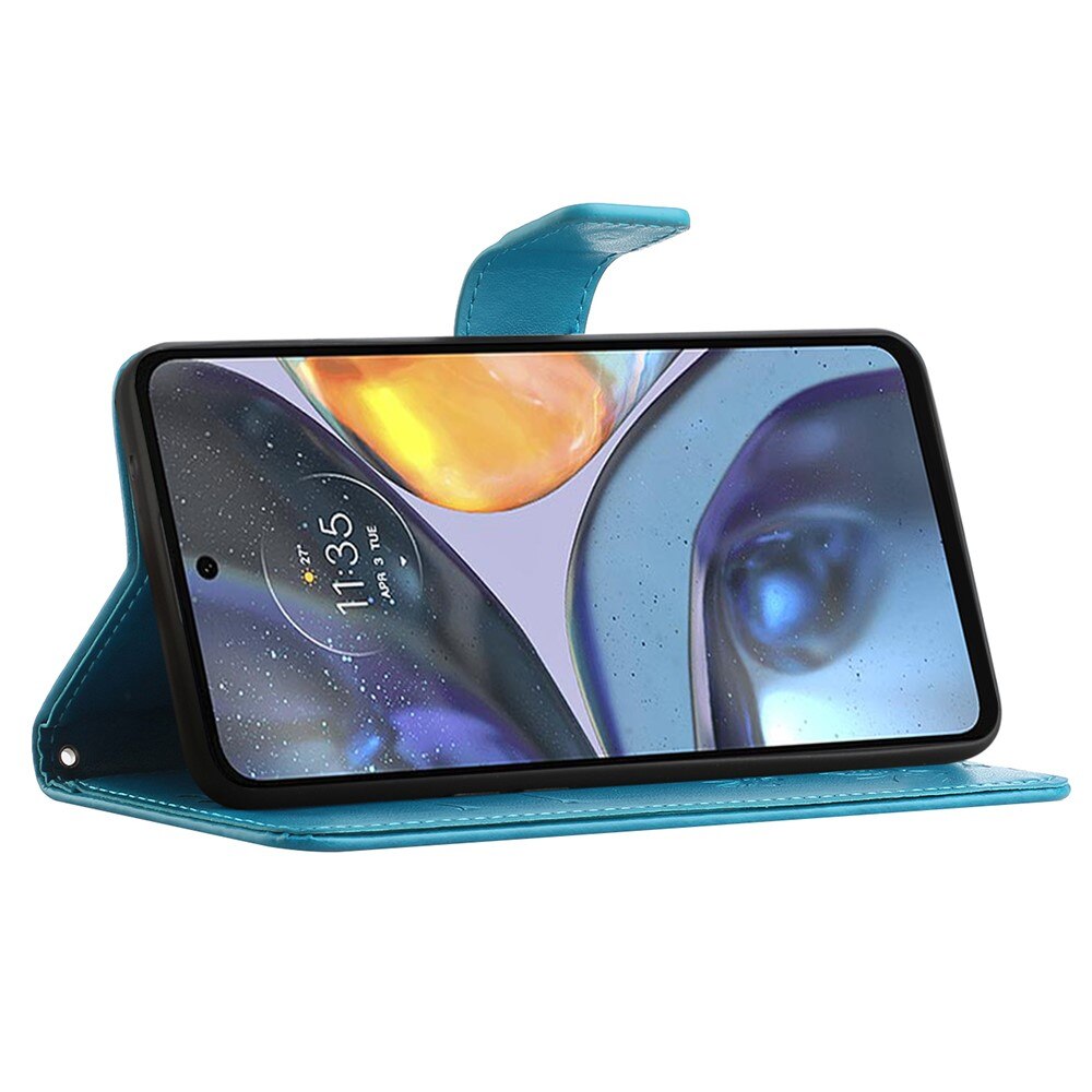 Motorola Moto G22 Handyhülle mit Schmetterlingsmuster, Blau