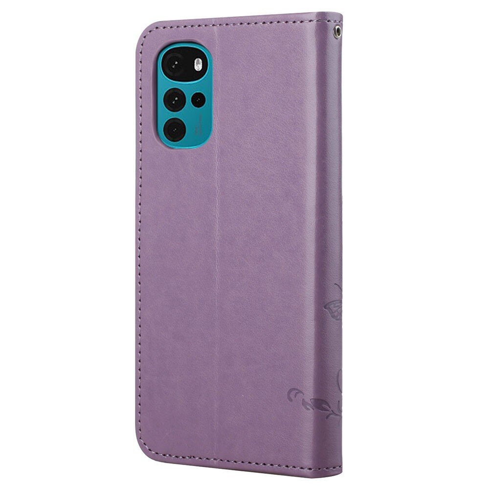 Motorola Moto G22 Handyhülle mit Schmetterlingsmuster, Lila
